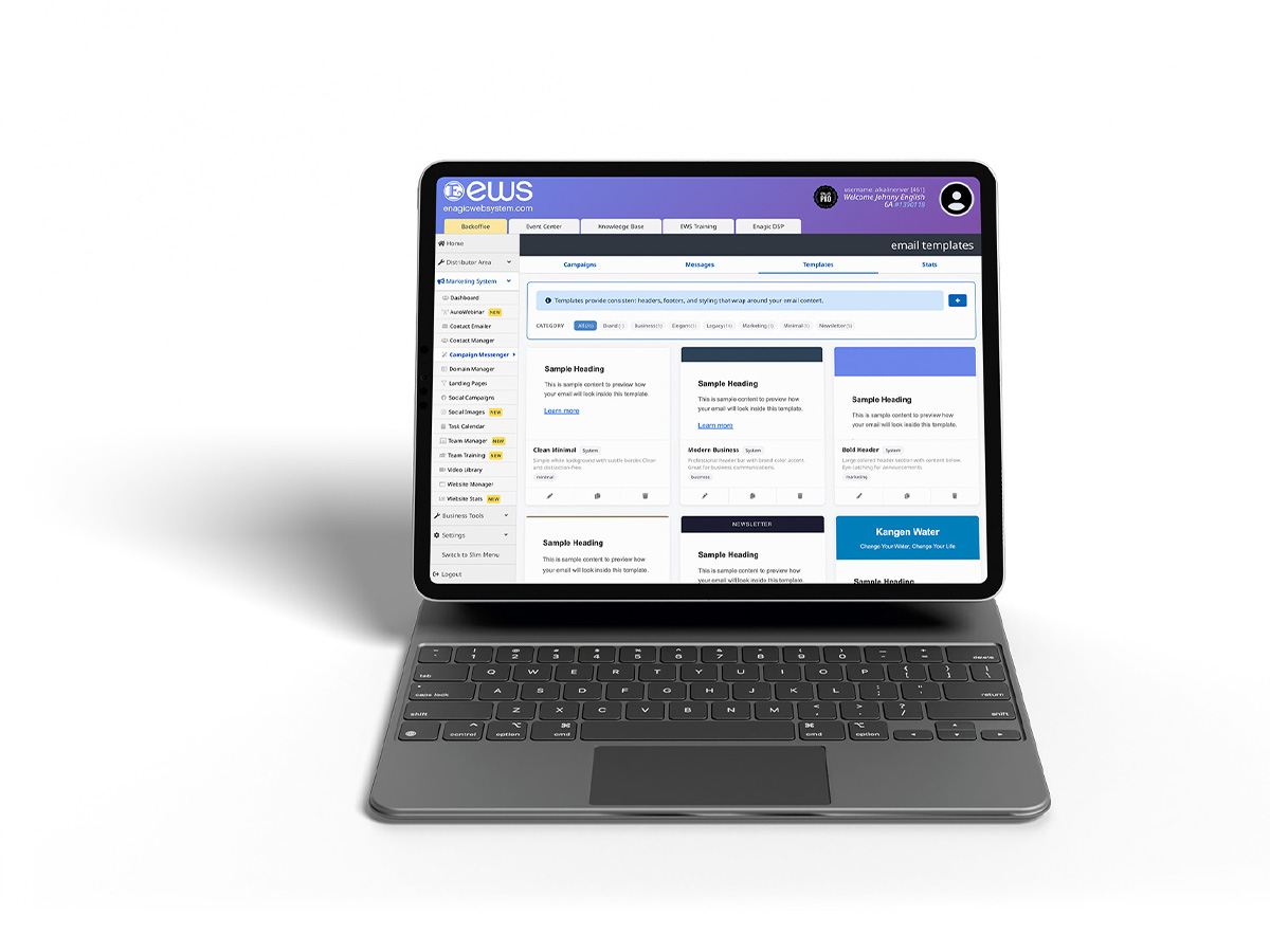 Email marketing on tablet