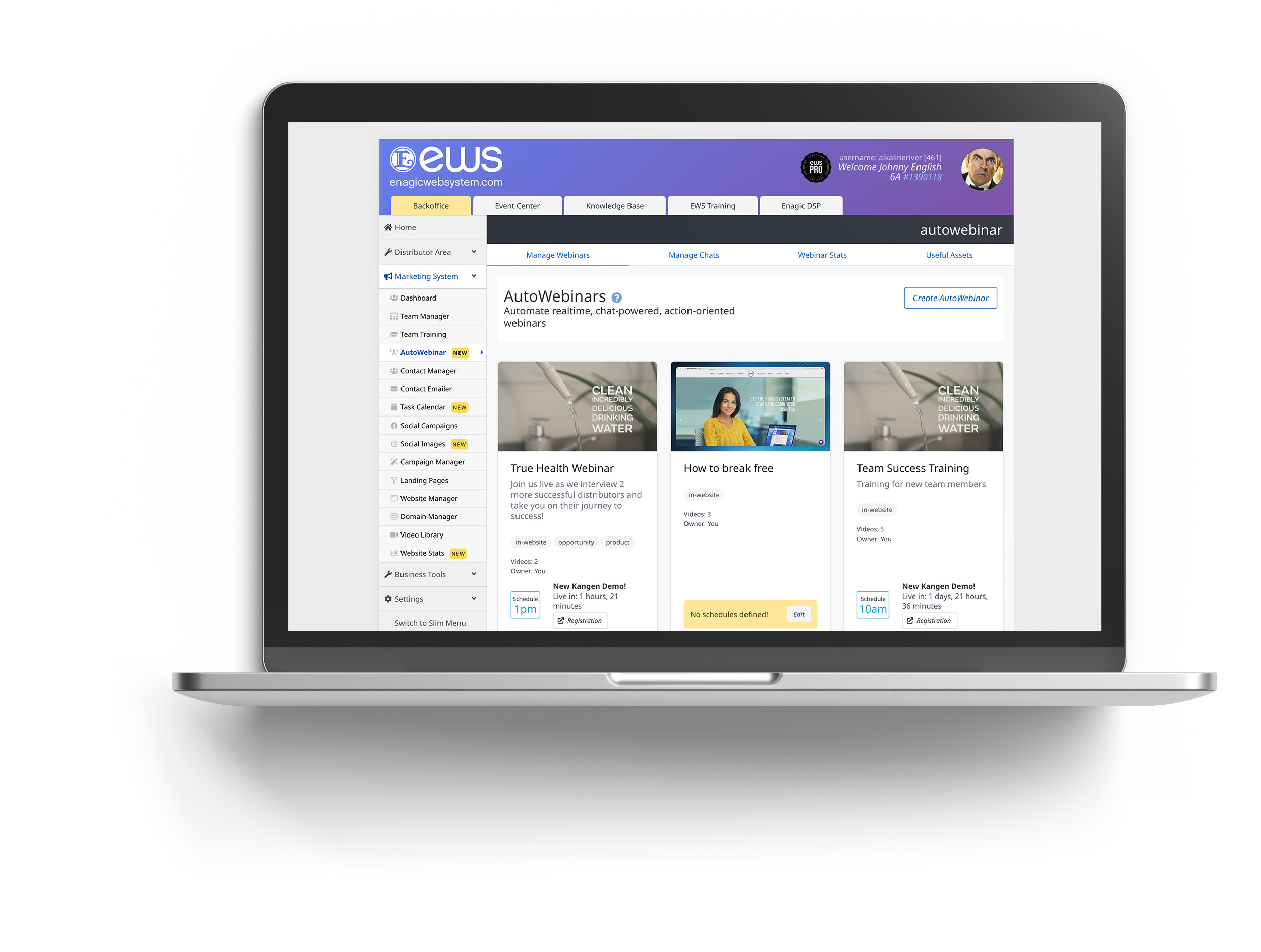 Live demo webinar registration on MacBook